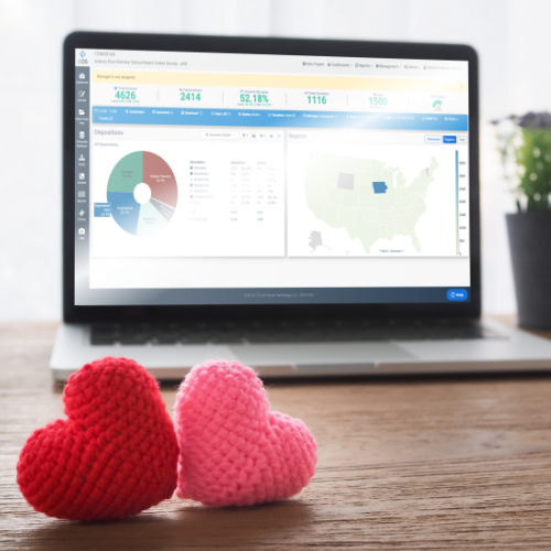 Hearts on table with laptop